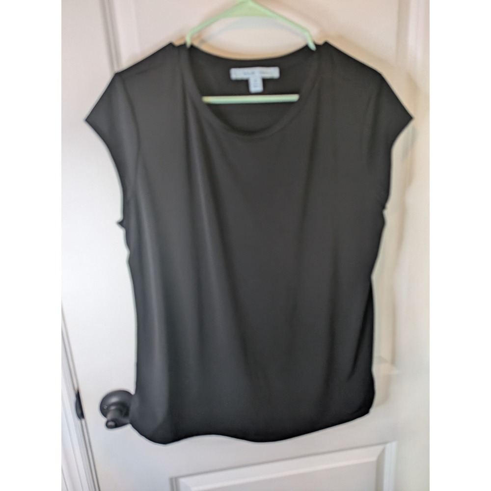 Blue Sol Black Cap Sleeve Blouse Crew Neck Stretch Top 3-AV 6686M Womens‎ XL